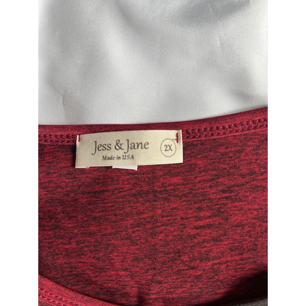 Jess & Jane‎ Shirt Womens 2X Red Black Abstract Print Long Sleeve Top Made USA - Picture 6 of 13